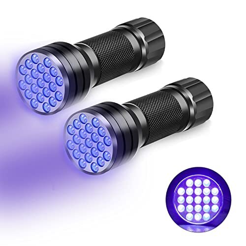 CAM2 Torcia elettrica, 2 pezzi, mini torcia UV con 21 LED, luce (G1i)