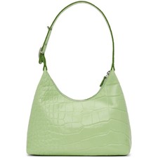 Staud Scotty Agave Green Embossed Croc Leather Small Shoulder Bag Purse
