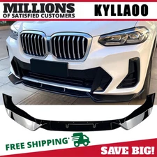 Front Bumper Spoiler Lip For BMW 2022-2024 M Sport G02 G01 X4 X3 Gloss Black