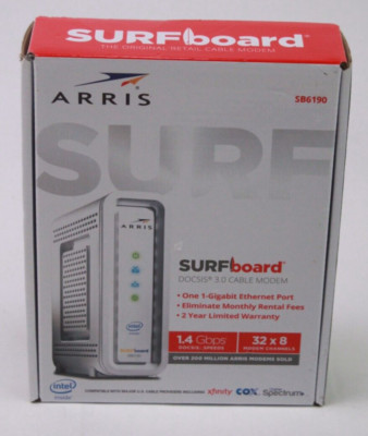 NEW ARRIS Surfboard SB6190 - 32x8 Docsis 3.0 Cable Modem - White