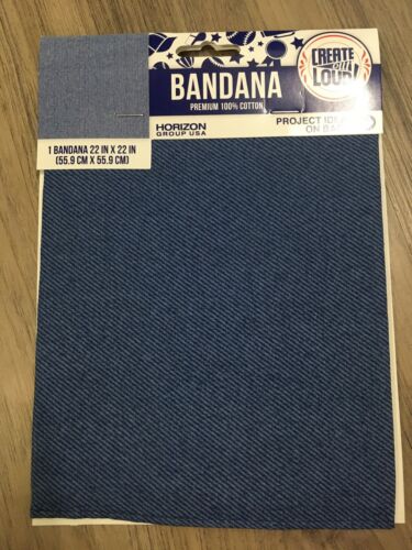 Denim Pattern Bandana Towel Scarf Cotton Mask Standard NEW 22'x22'' - Picture 1 of 2