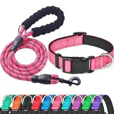 Reflective Dog Collar Soft Neoprene Padded Adjustable Nylon Collar XS Pink