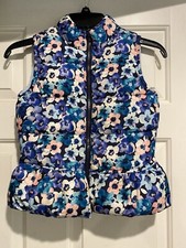Gymboree Puffer Vest Girls Size Medium 7/8 Blue Floral B35