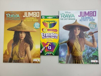 Disney Raya - Jumbo Coloring & Activity Book  Combo: 2 books + Crayola pencils