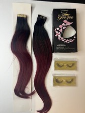 16  18 INCH GOO GOO RED/BURGUNDY TAPE IN HUMAN HAIR EXTENSIONS