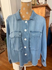womens 1x Side Stitch "Jean" jacket, cropped, soft blue, Adorable