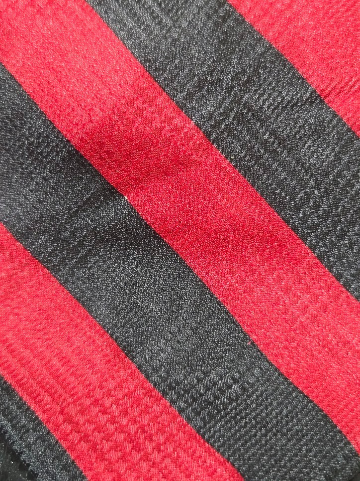 XMI Red/Black Diagonal striped 100% Silk Tie Handmade in USA image 2