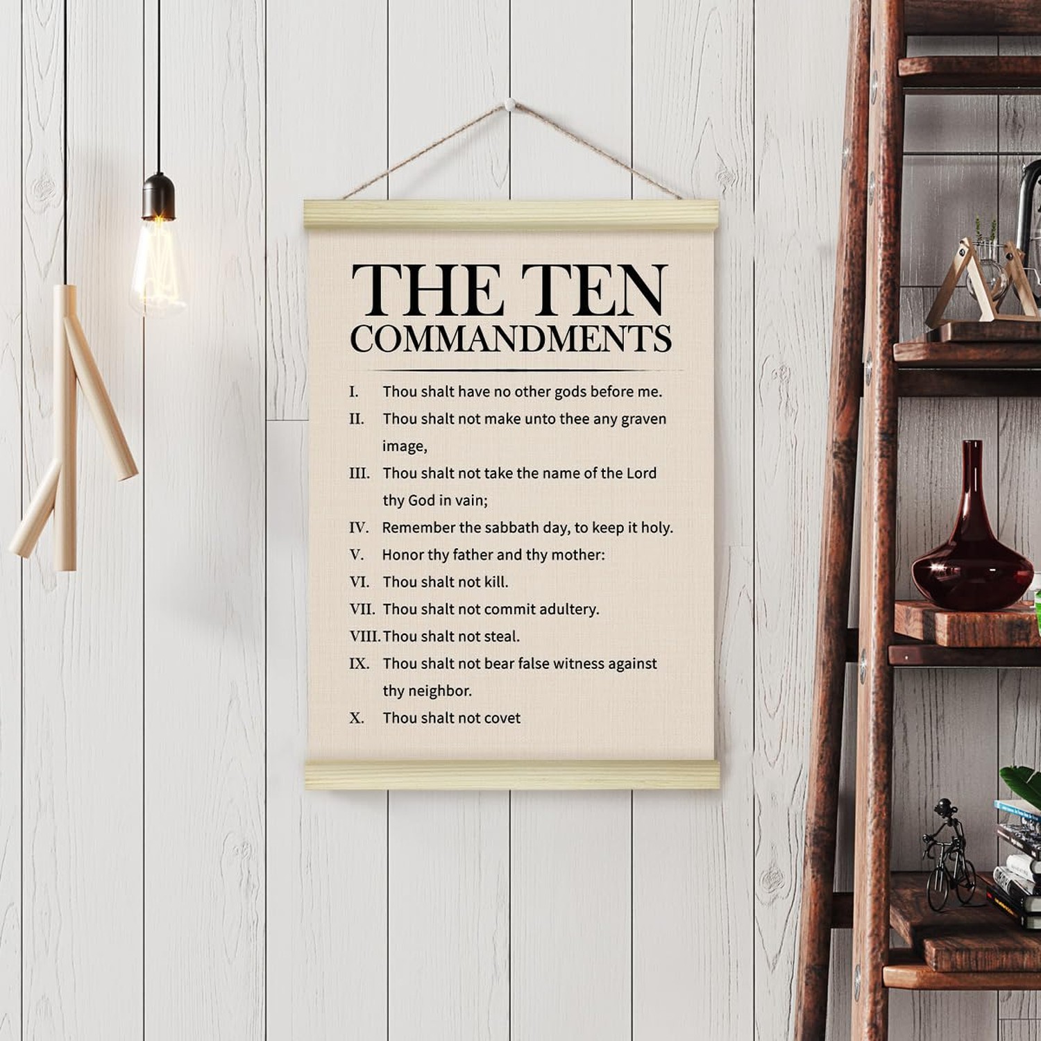 10 Ten Commandments Poster Hanger Frame, Christian Motivational Wooden ...