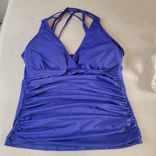 La Blanca Island Goddess Underwire Cross Back Tankini Top Womens Size 14 Blue