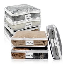 6 Pack Clear Zippered Plastic Storage Bags, Vinyl Sweater Bags with Zipper, D...