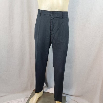 Perry Ellis Gray Black Micro Stripe Dress Slacks Trousers Pants 36 / 30 PolyBlnd