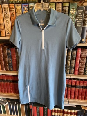 Hiverlay Pickleball Golf Tennis Womens M Aqua Blue Dress Short Sleeve 