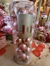 Christmas 40 Pink/Rose Gold Small Baubles BNIB Tree Decorations Ornaments Viral