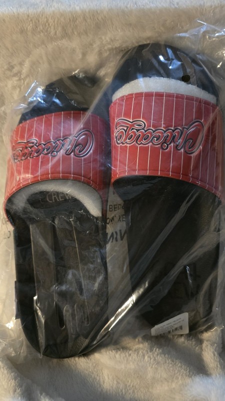 Chicago Slide Men's Striped Slide Sandals Slip-On Cushioned Red/Black US 12