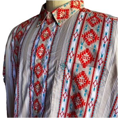 Ariat Men XXL  Southwestern Aztec influenced pattern Button front .