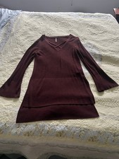 Free People Beautiful   Sweater Dress Long Bell Sleeve Criss Cross Front M