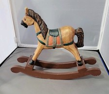 Hand Carved Wooden Rocking Horse made in Phillipines 11 x 8 Inch
