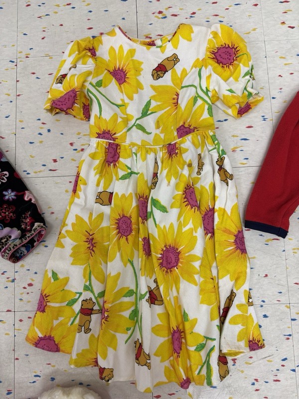 VINTAGE THE DISNEY STORE Winnie The Pooh Dress With SUNFLOWERS Size 8 Girls