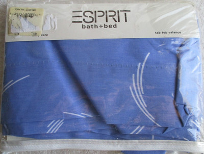 Vintage ESPRIT Quill Tab Top Valance Curtain Blue 84 x15'' Cotton Polyester USA