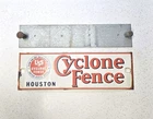 Vintage USS CYCLONE FENCE Porcelain Sign Chain Link HOUSTON TEXAS  13.5"x4.25"