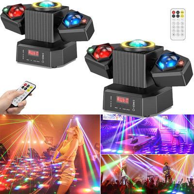 2PCS Laser Light RGBW LED Moving Head Disco Stage Lighting Beam DMX512 Party DJ