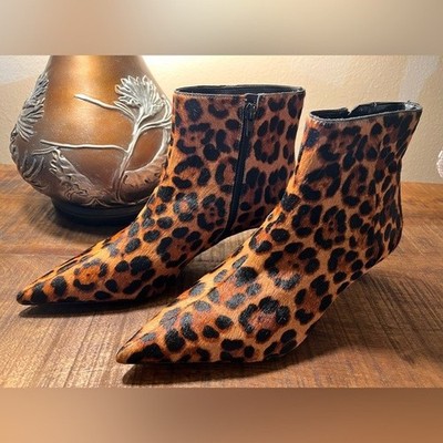 Gianni Bini Georgina Leopard Boots Ankle Shoes Animal Print $139 New
