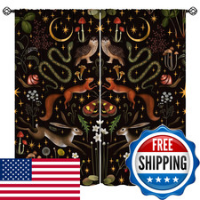 Janjcurt Rustic Forest Blackout Curtains Fairy Tale Forest Land Wild Animals