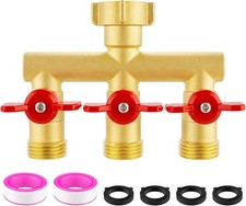 3 Way Garden Hose Splitter Heavy Duty Brass Full Flow Outdoor Faucet Hose