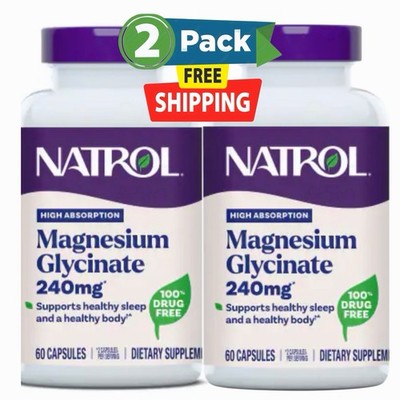 (2-Pack) Magnesium Glycinate 240mg High Absorption 60-Count