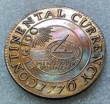 Continental Currency Fugio 1776 Fantasy Coin - Custom Color - 1.5 inches wide