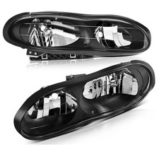 Fits Chevy Camaro Z28 Ss 98-02 Black Housing Headlights Assembly Pair Headlamp
