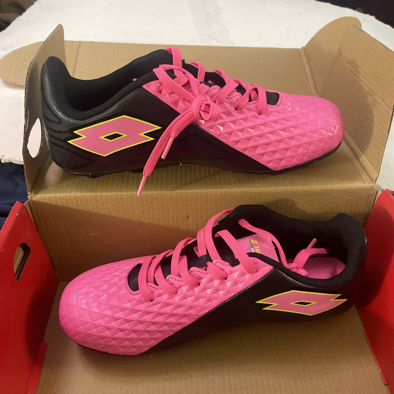 Lotto Tacchetti Calcio Giovanili Forza Elite II Rosa Nero Taglia 5 5 Ragazze Nuovi Con Scatola