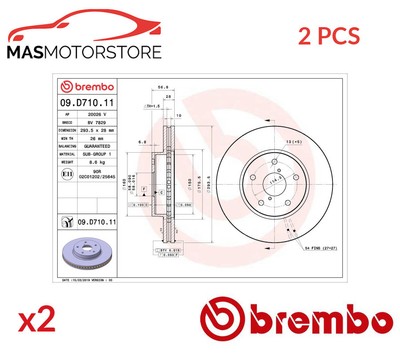 BREMSSCHEIBEN SATZ PAAR BREMBO 09D71011 2PCS P FÜR SUBARU LEVORG,LEGACY VI