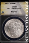 1903 Morgan Dollar-ANACS MS 62 Brilliant Uncirculated Obverse Lamination #SLM531