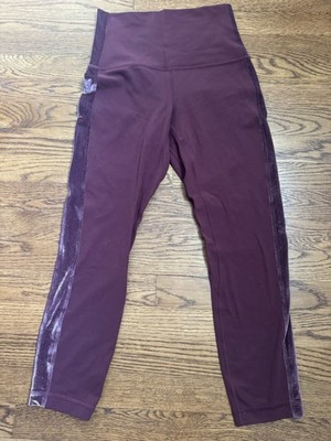 Lululemon Align High Rise Maroon  With Velvet Stripe Size 6