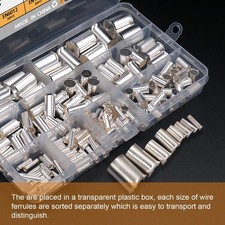 166 Pcs Wire Ferrules Kits Silver Plated Copper Crimp Terminal Connector 8 Sizes