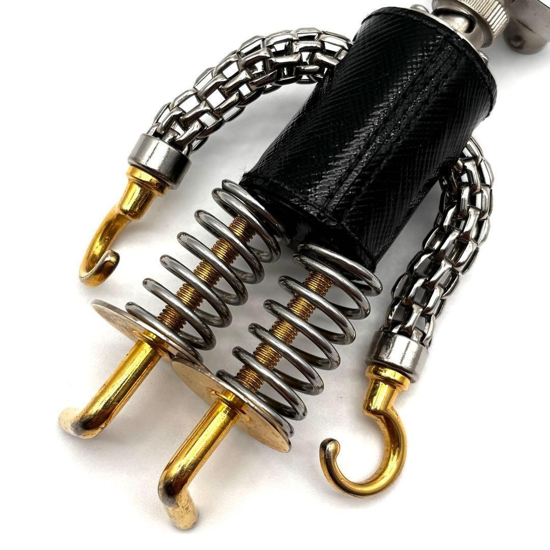 Prada Robot Keychain Keyring Bag Charm Triangle Logo Saffiano Leather Black Auth thumbnail 5