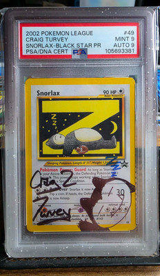 Snorlax 49 - Pokemon Craig Turvey Signature + Sketch - PSA 9
