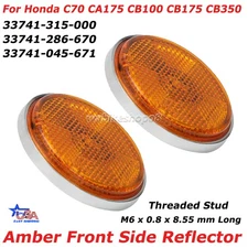 2x Amber Front Fork Reflector For Honda C70 CA175 CB100 CB175 CB350 CB450 CB500