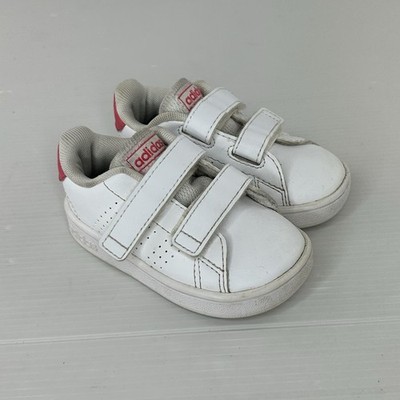 Adidas Advantage Kinder Turnschuhe UK 4K weiß rosa Klettverschluss Kleinkind Schuhe