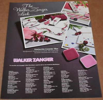 1983 Print Ad Walker Zanger Distinctive Ceramic Tiles Handpainted Art Kiwi Plums