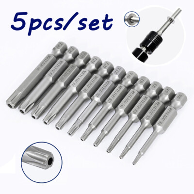 T6-T40 Torx Screwdriver Bit Set Hex Shank Security Magnetic Head Tamper Proof