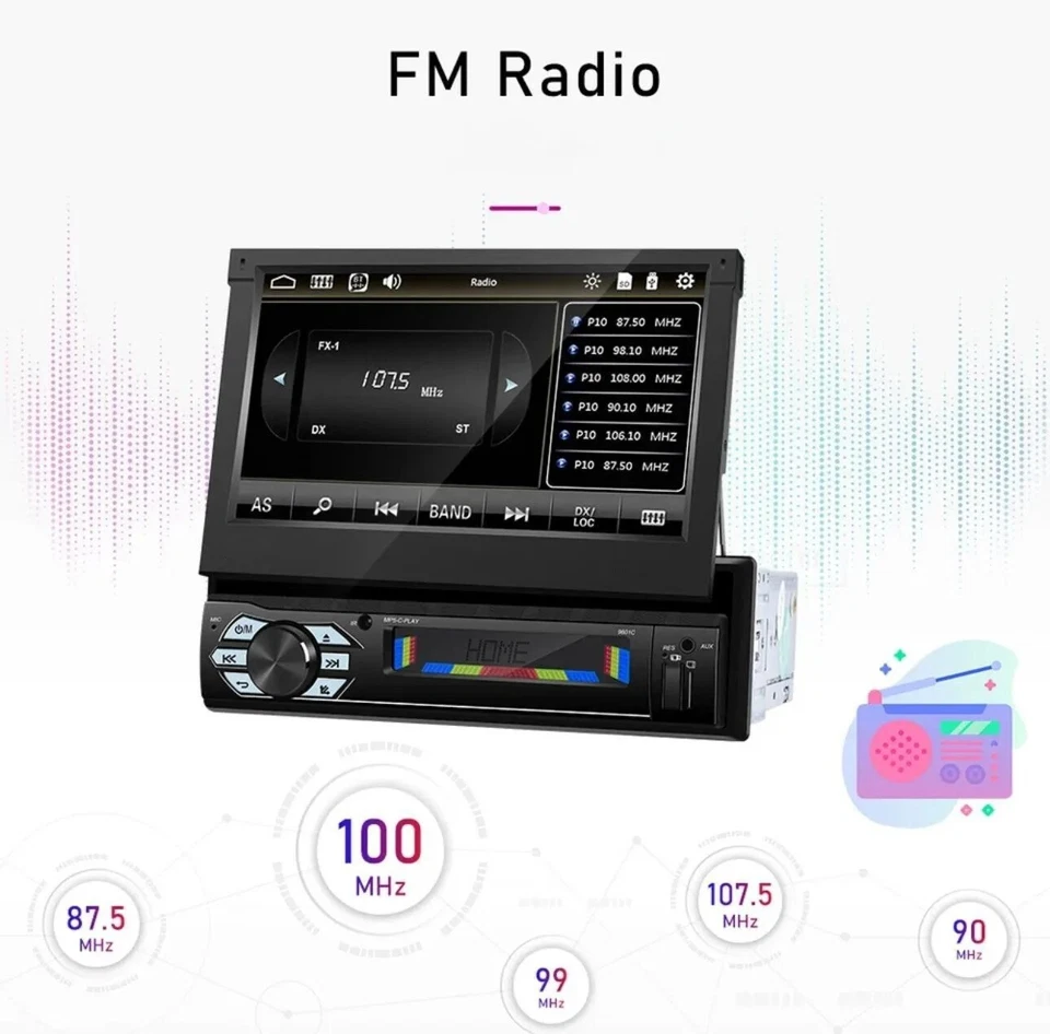 AUTORADIO BLUETOOTH 1 DIN USB CON SCHERMO A SCOMPARSA DA 7 POLLICI E RETROCAMERA - Immagine 2 di 4