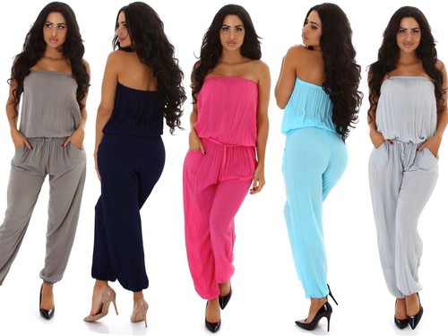 Overall tuta intera bandeau donna tutina leggera estate vestito abito estivo  | eBay