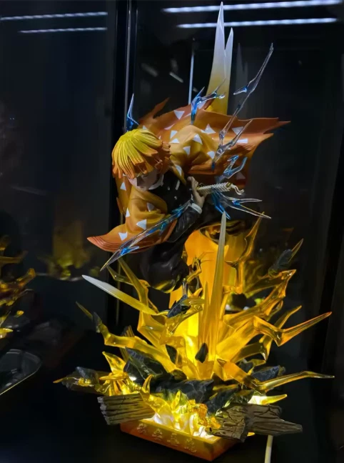 11" Agatsuma Zenitsu Demon Slayer Statue Figure Recast Two-Headed Sculpture - Image 4 of 4