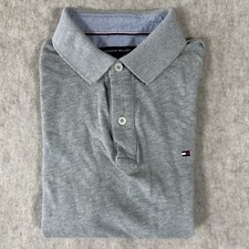 Tommy Hilfiger Men's Gray Slim Fit Polo Shirt Short Sleeve Casual