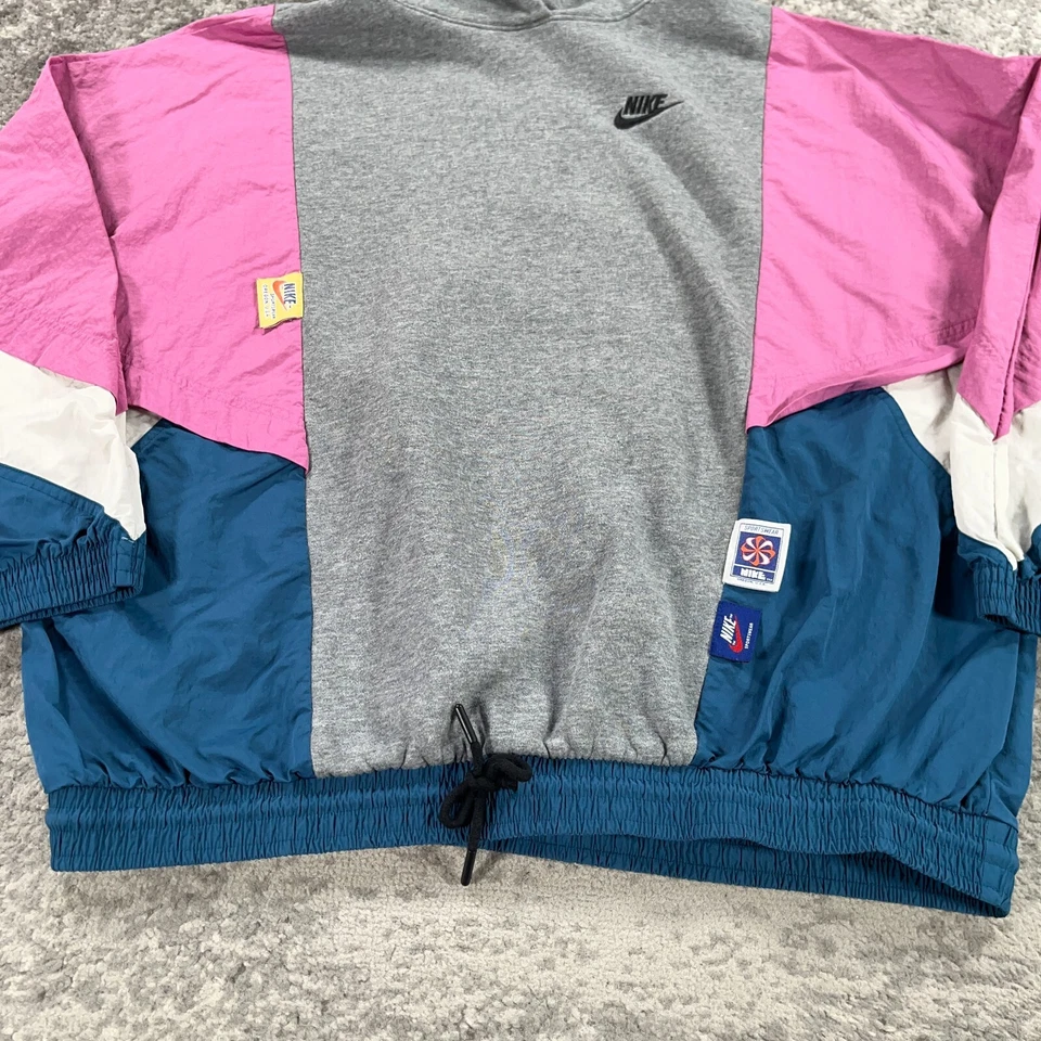 Chaqueta cortavientos Nike para mujer mediana M rosa gris icono choque pulóver logotipo retro Foto 4 de 4