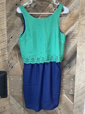 Women's Wish Small Turquoise And Navy Blue Dress