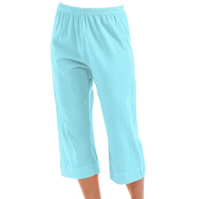 NWT New FRESH PRODUCE Seaglass Blue Jersey Cotton Stretch Classic Capris Pants L