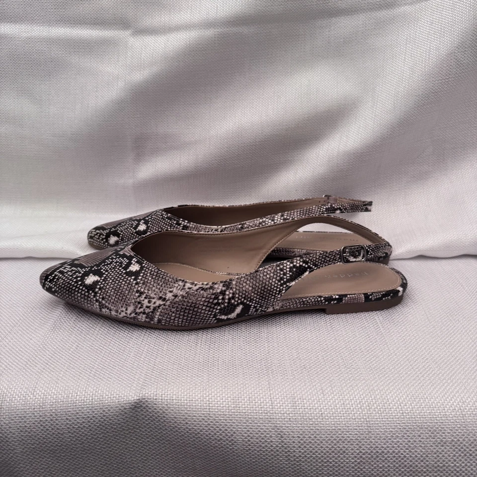 Madden Girl Brown Faux Snakeskin Slingback Ballet Flats Size 9 Shoes - Image 2 of 4